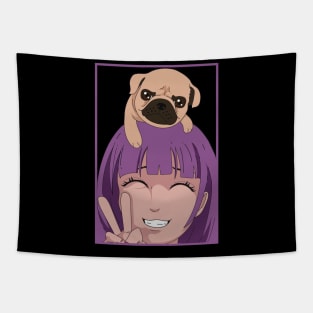 Pug Girl Tapestry