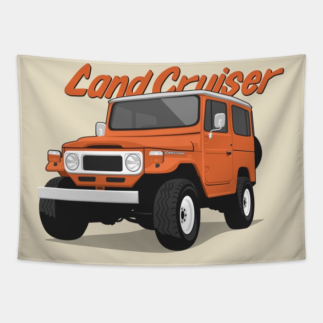 Land cruiser fj40 hardtop off road orange Tapestry by creative.z