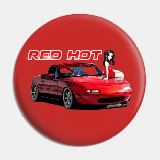 Red Miata MX-5 with anime girl Pin