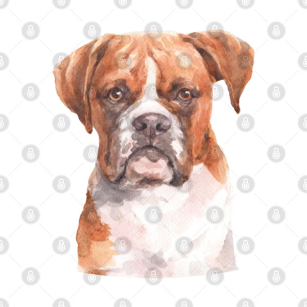 Cute Boxer Watercolor Art by doglovershirts