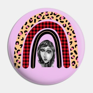 Rainbow and art woman portrait Pin