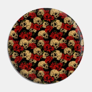 Skull and Roses Pin