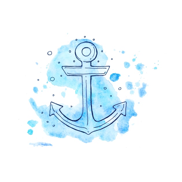 Anchor in watercolor and ink by MisTral