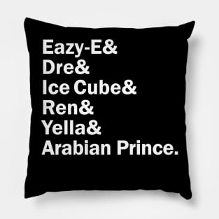 Funny Names x NWA (Dr. Dre, Eazy E, Ice Cube, MC Ren, DJ Yella, Arabian Prince) Pillow