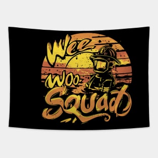 Wee Woo Squad Fire Truck Firefighter Vintage Tapestry