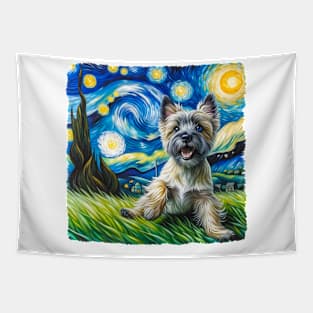 Starry Cairn Terrier Dog Portrait - Pet Portrait Tapestry