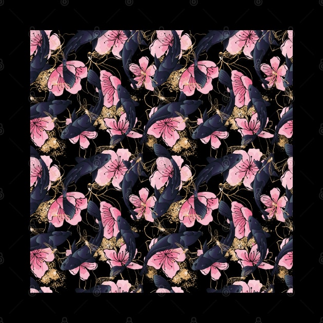 Floral koi pattern by ArtStyleAlice