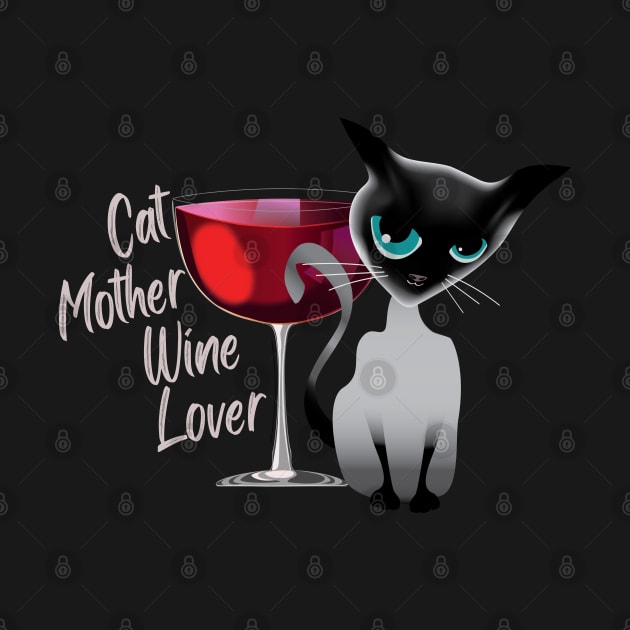 Cat mother wine lover (light lettering) by ArteriaMix