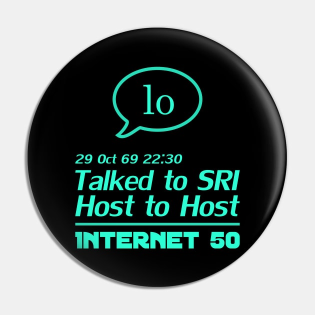 Internet 50 - talked to SRI, Host to host 29 Oct 69 - turqoise Pin by patpatpatterns