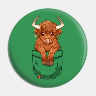 Pocket Cute Scottish Highland Cow Pin