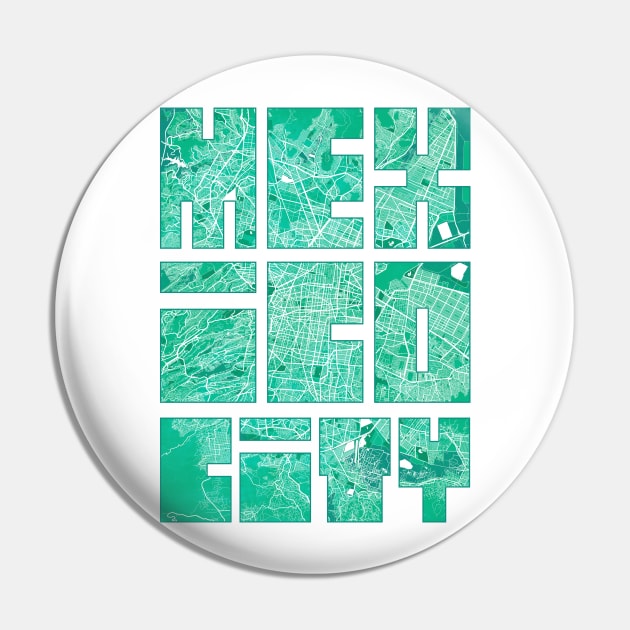 Mexico City Map Typography - Watercolor Pin by deMAP Studio