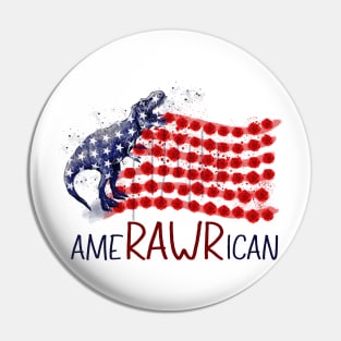 Amerawrican T-rex American Flag July 4th Pin