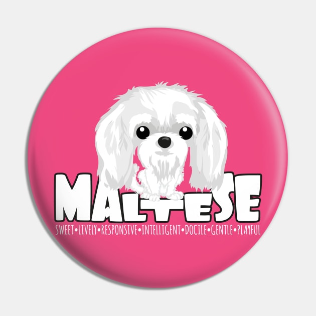 Maltese - DGBighead Pin by DoggyGraphics