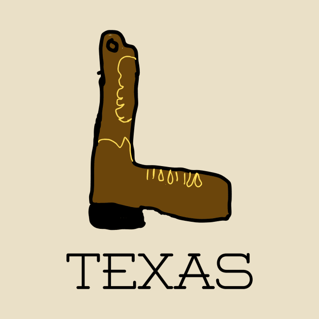 Texas Tee, Boot, Texas Boot, Funny T-Shirt, Funny Tee, Badly Drawn, Bad Drawing by Badly Drawn Design