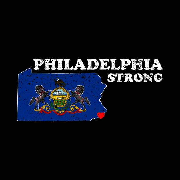 Philadelphia Strong Pennsylvania Flag Heart Shirt by WildZeal