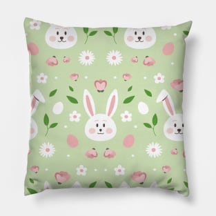 adorable rabbit and flower pattern Pillow
