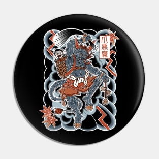 Krampus Tattoo Style - Creepy Japanese Irezumi Tattoo Style - Christmas Holiday Design Pin