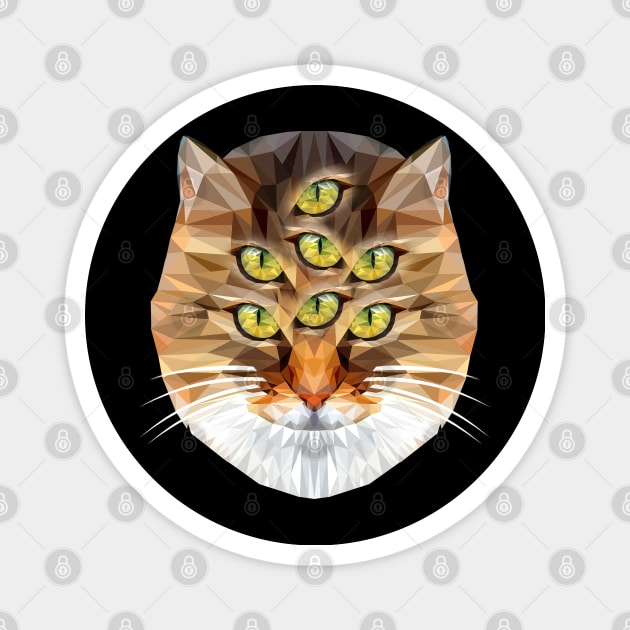 Cool magic funny Cat lustige Katze Cats Katzenaugen Polygon - Cat Love -  Magnet