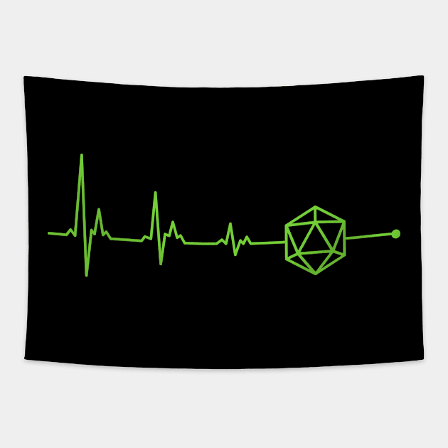 Polyhedral D20 Dice Heartbeat Tabletop RPG Gaming Tapestry by dungeonarmory