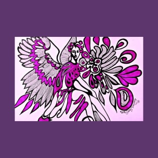 Purple Angel Drawing T-Shirt