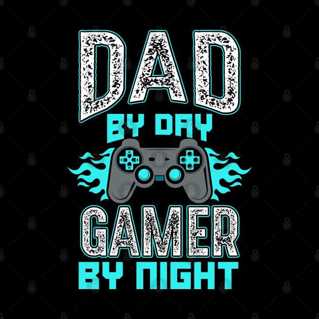 Dad by day gamer by night Funny Video Gaming Gift by RRADesign