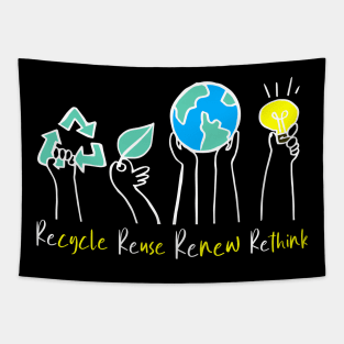 Recycle Reuse Renew Rethink Earth Day Tapestry