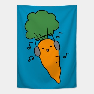 Carrot with Headphones Tapestry