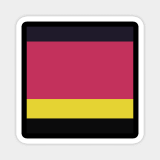 A super layout of Very Light Pink, Raisin Black, Almost Black, Dingy Dungeon and Piss Yellow stripes. - Sociable Stripes Magnet