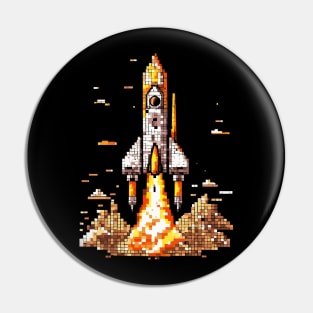 Launching Rocket, Pixelart, Space Pin