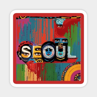 Seoul Hidden in Abstract Art Tshirt Magnet