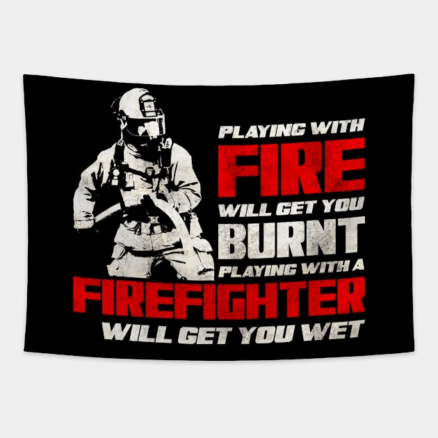 Playing with a Firefighter Tapestry by Stoney09