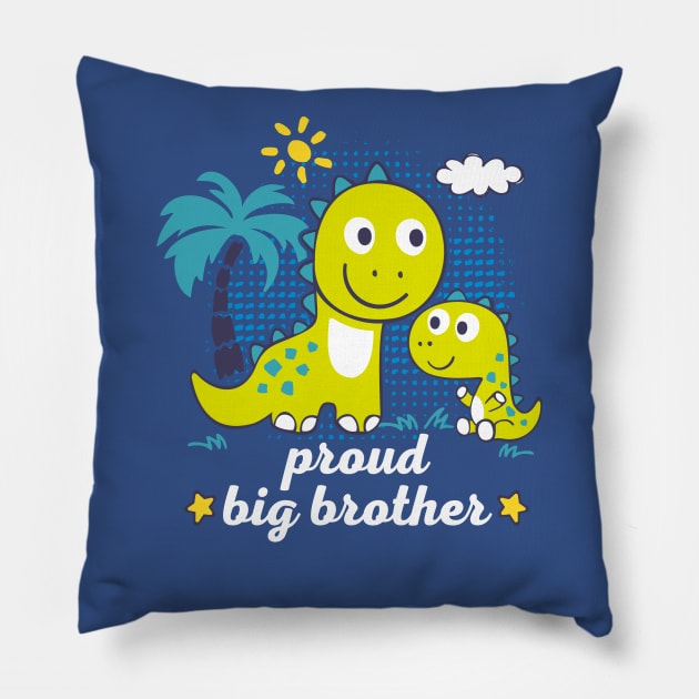 proud big brother - cute dinosaur siblings Pillow by FloraLi