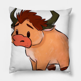 Cute Buffalo Drawing Pillow