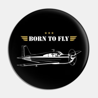 BORN TO FLY Plane Pilot - single airplane Pin