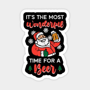 Christmas Most Wonderful Time For Santa Beer Xmas Dad Men Magnet