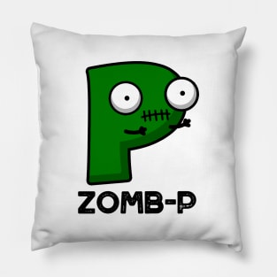 Zom-P Cute Halloween Zombie Alphabet P Pun Pillow