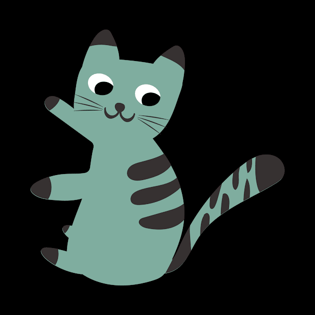 Cute cat childish print. Perfect for t-shirt, apparel, cards, poster, nursery decoration. Vector Illustration by Tjstudio