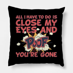 I just close my eyes, funny comic style aphantasia pun Pillow