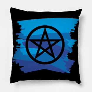 Pagan Pentagram Blue Paint Witch Magick Pillow