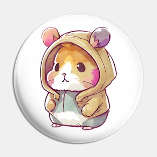 Cartoon Hamster Wearing Hoodie Pin