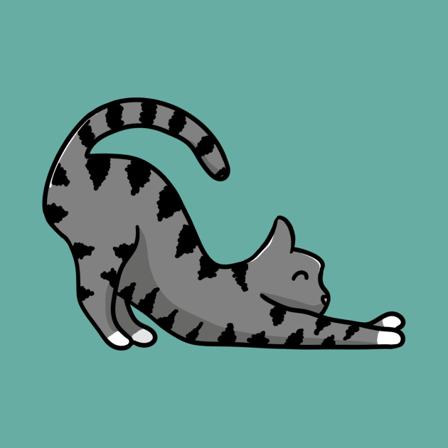 2D grey cat stretching by AshStore