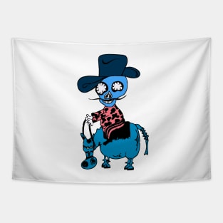 Blue Skull Cowboys Tapestry