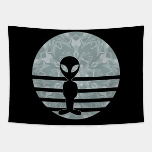 Encounters Kaleidoscope Pattern Gray Alien Sunset Silhouette Tapestry