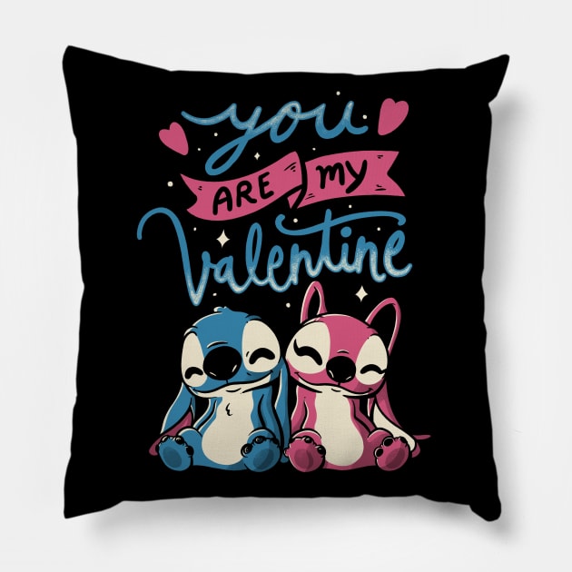 You Are My Valentine - Cute Alien Cartoon Gift Pillow by eduely