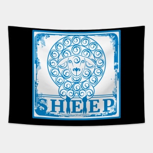 Blue white sheep Tapestry