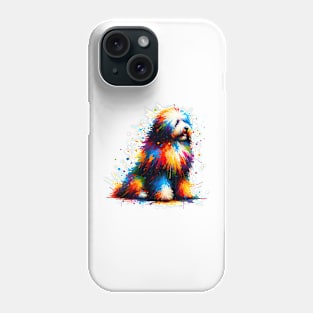 Vibrant Abstract Splash Art of a Sitting Puli Phone Case