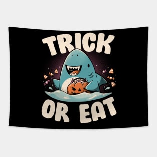 Trick or Eat - Dark Funny Shark Halloween Gift Tapestry