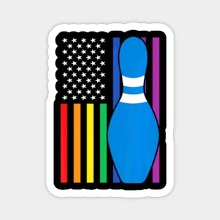 Gay Bowling LGBT  American Flag USA Pride Bowlers Magnet