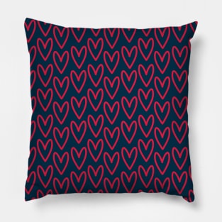 Blue and Red Hearts Repeated Pattern 098#001 Pillow