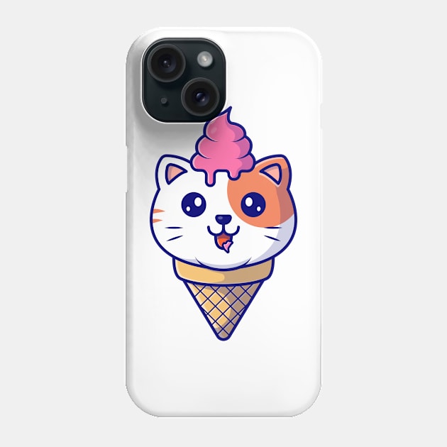 Cute Cat Ice Cream Cone Phone Case by Catalyst Labs